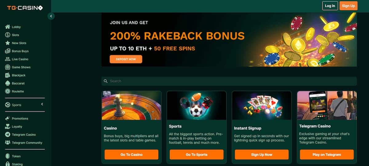 TG.Casino – Beste voor rakeback bonussen
